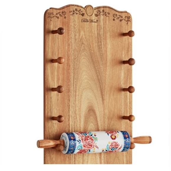 🌺 New Pioneer Woman Keepsake Floral Ceramic Rolling Pin & Rolling Pin Rack - Picture 4 of 11